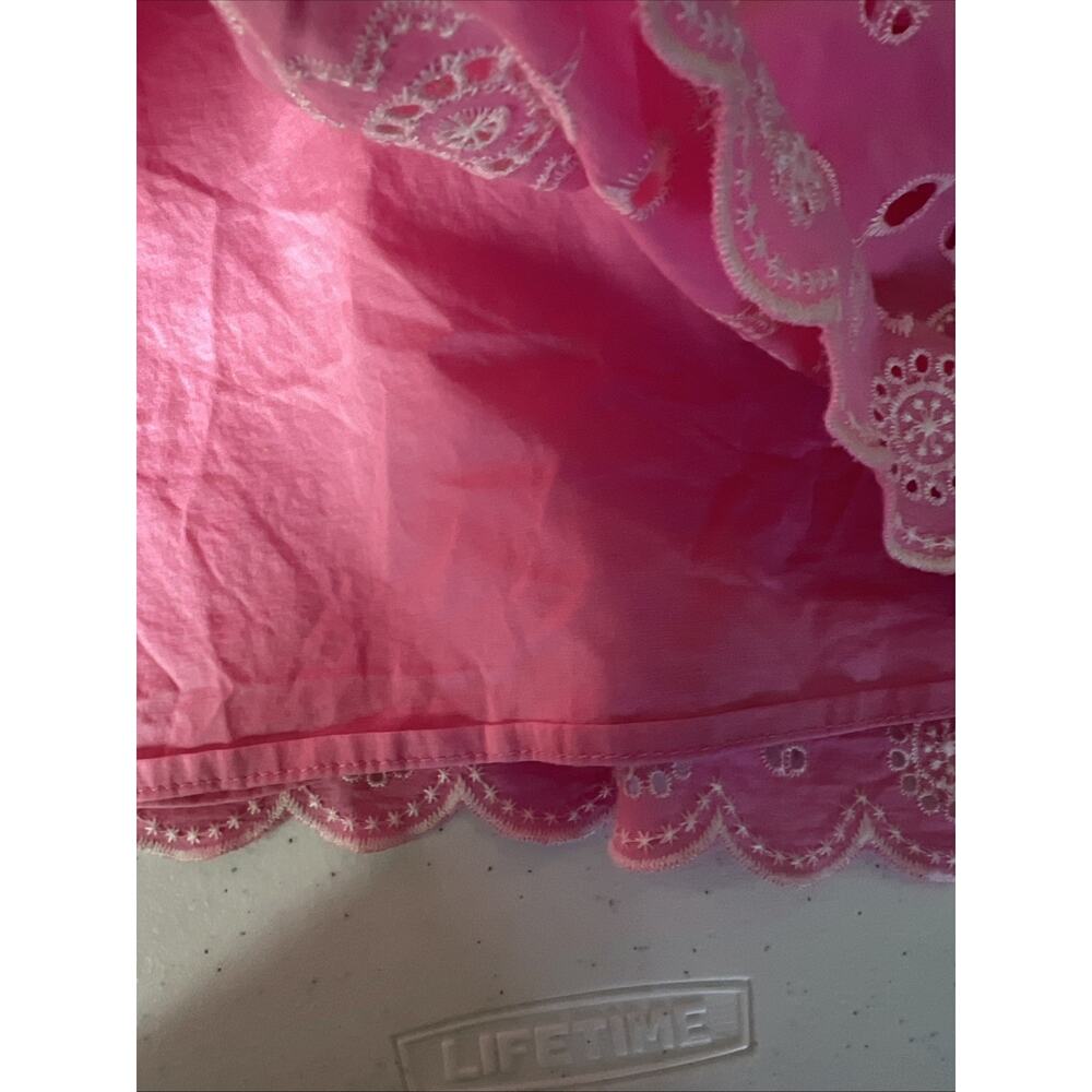 Talbots 18 pink eyelet embroidered lined Cotton Shift Dress Puff sleeves plus - Picture 10 of 12